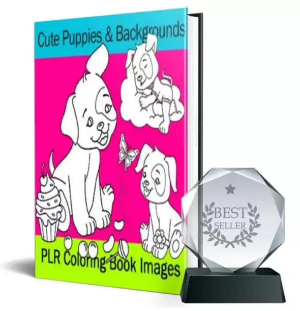 Cute Puppy & Background Coloring Book - PlrHero.com