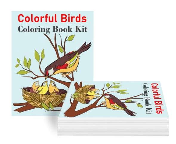 Colorful Birds Coloring Book Kit PLR